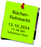 Bücher- flohmarkt  13.10.202411-18 Uhr Sebastian-Haus